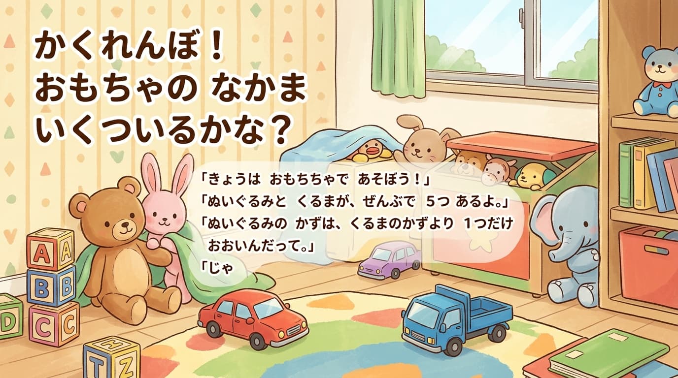 かくれんぼ！
おもちゃの なかま
いくついるかな？