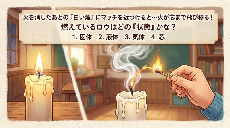 実際に燃えているのは「どの状態」のロウでしょうか？