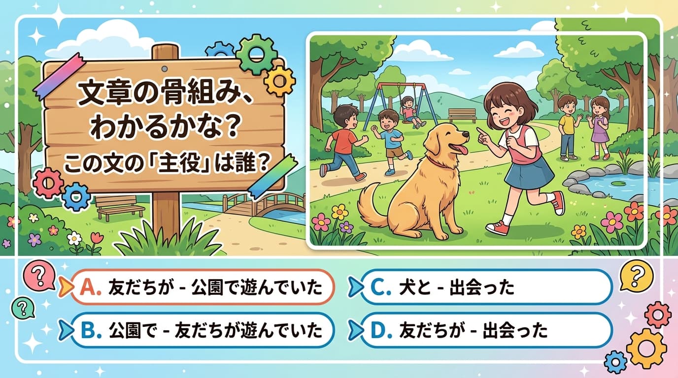 文章の骨組み、わかるかな？
この文の「主役」は誰？