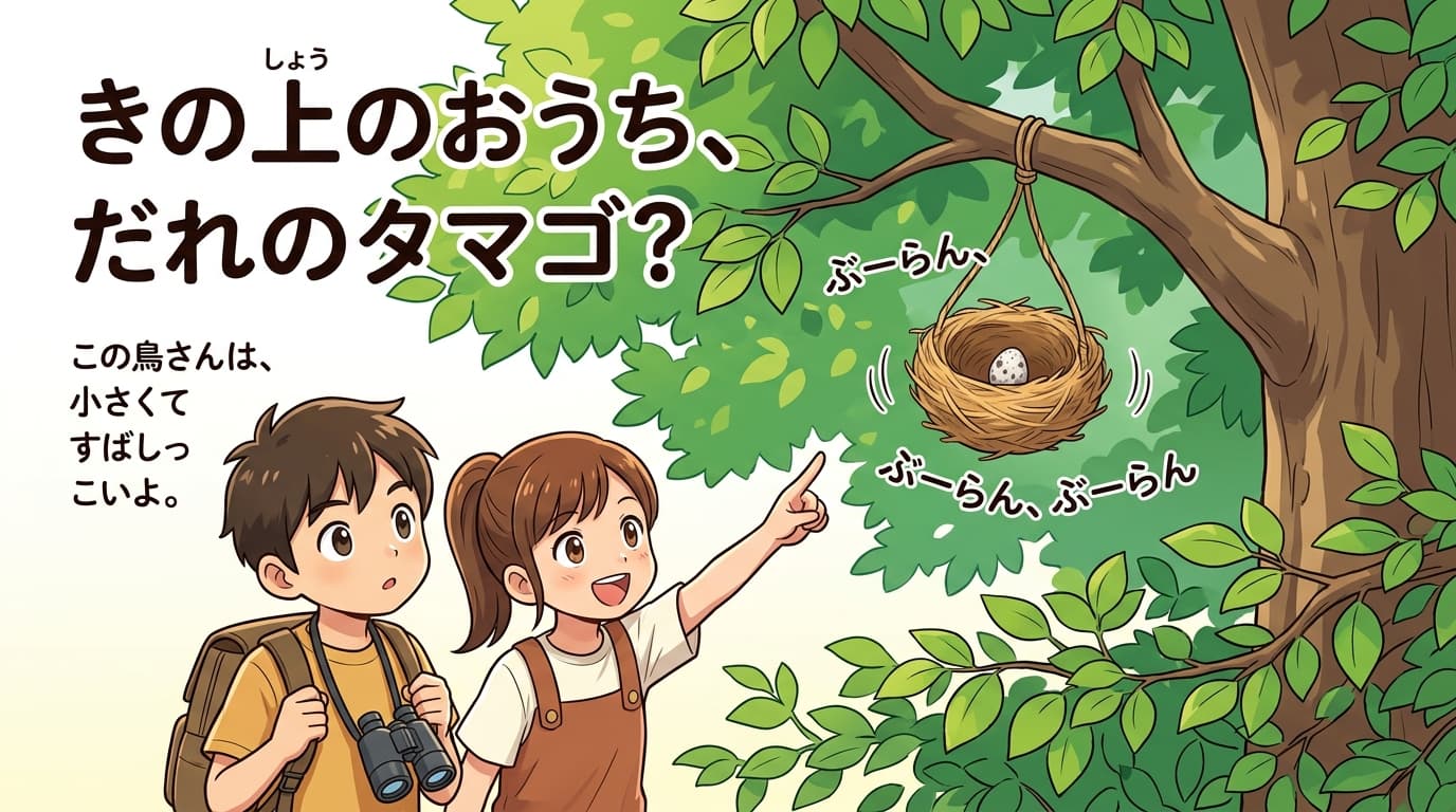 きの上のおうち、だれのタマゴ？