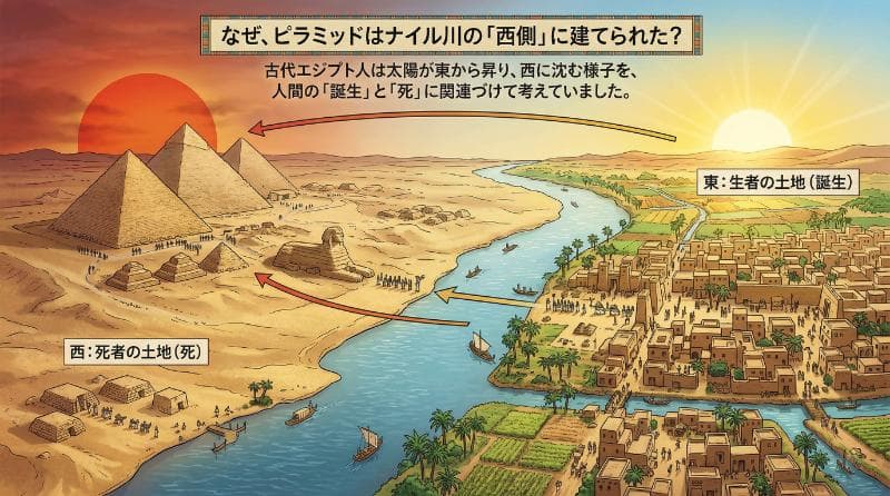 なぜピラミッドは西側に作られたのでしょうか？