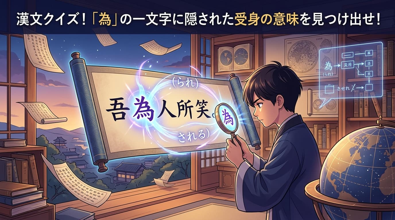 漢文クイズ！
「為」の一文字に隠された
受身の意味を見つけ出せ！